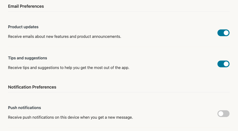 Notification preferences